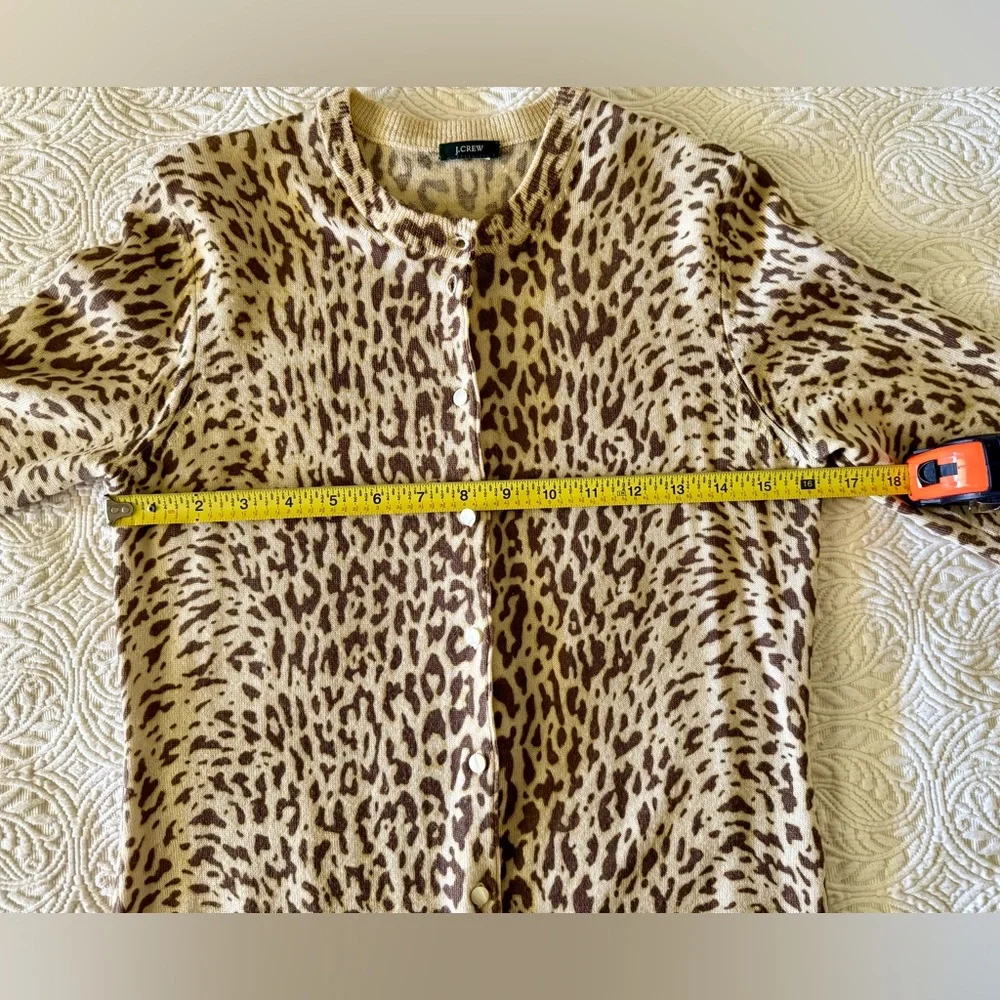 J. Crew Brown and Tan Leopard Print Wool Cardigan - Picture 5 of 9